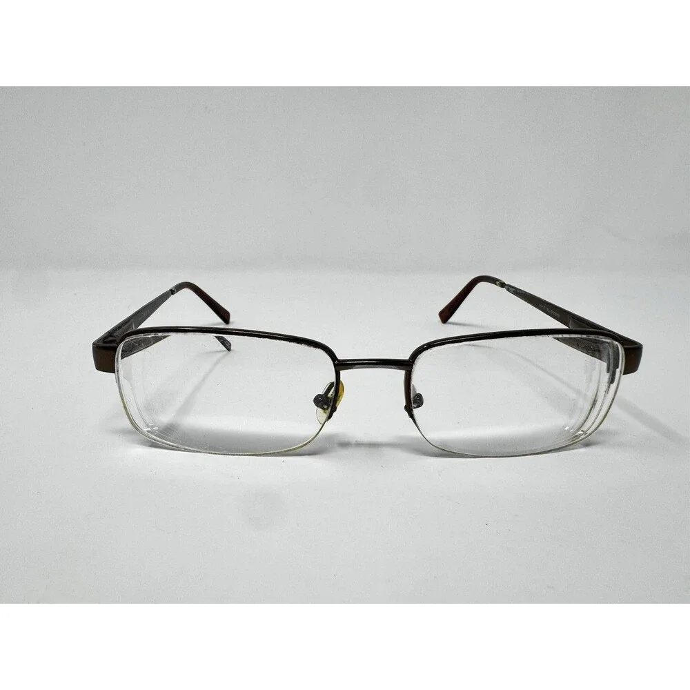 Enhance 3777 Brown Metal Semi Rimless Eyeglass Frames 55-17-145